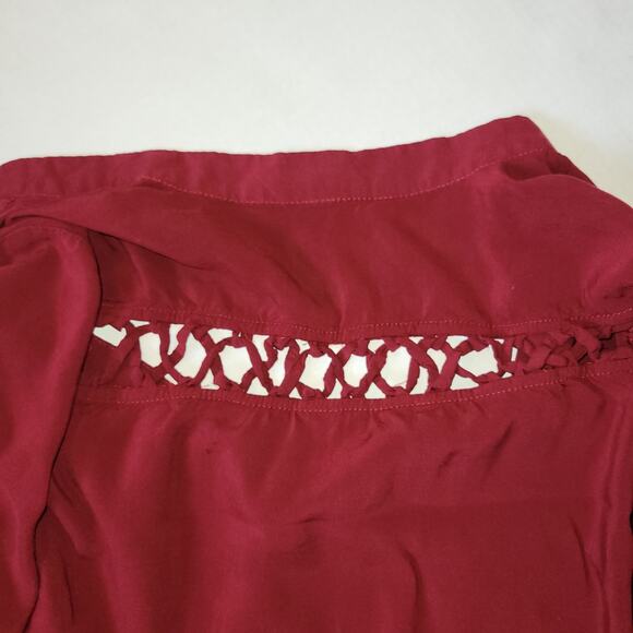CHOCOLATE U.S.A. Women's Red Long Sleeve Blouse with Lattice Detail on Back Sz M - Picture 4 of 6